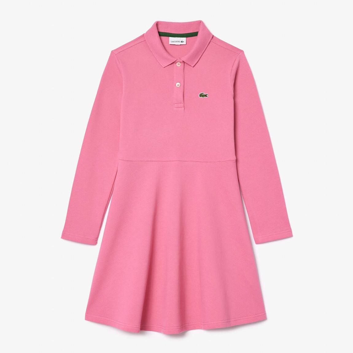 Baby Girl's Pink Pleated Cotton Polo Dress main product photo