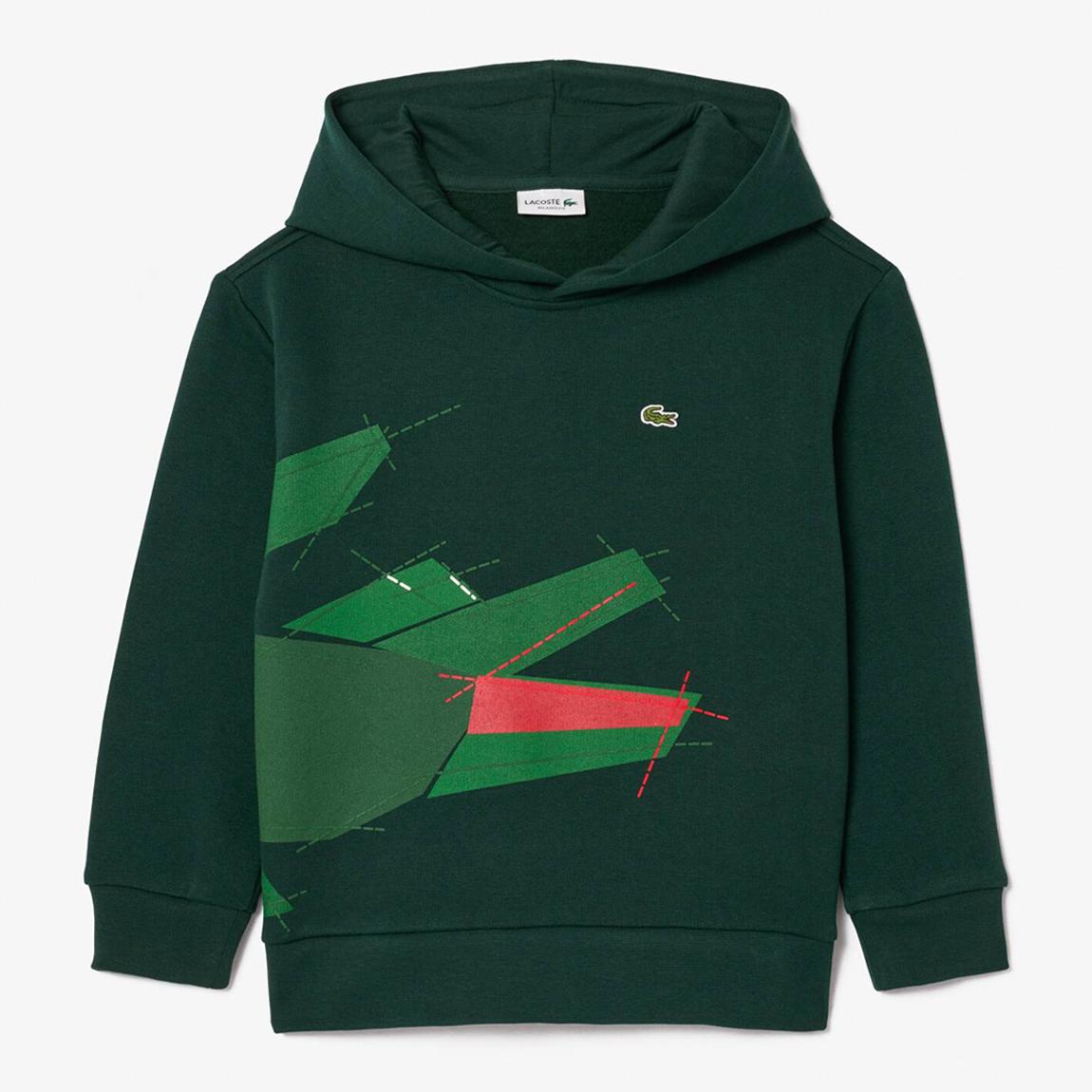 Kid Boy's Dark Green Crocodile Graphic Hoodie main product photo