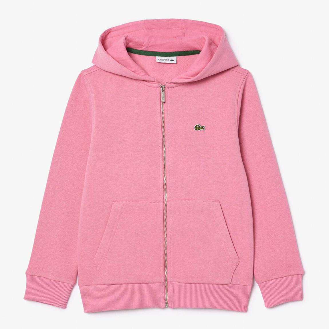 Kid's Pink Zip Front Cotton Blend Hoodie main product photo