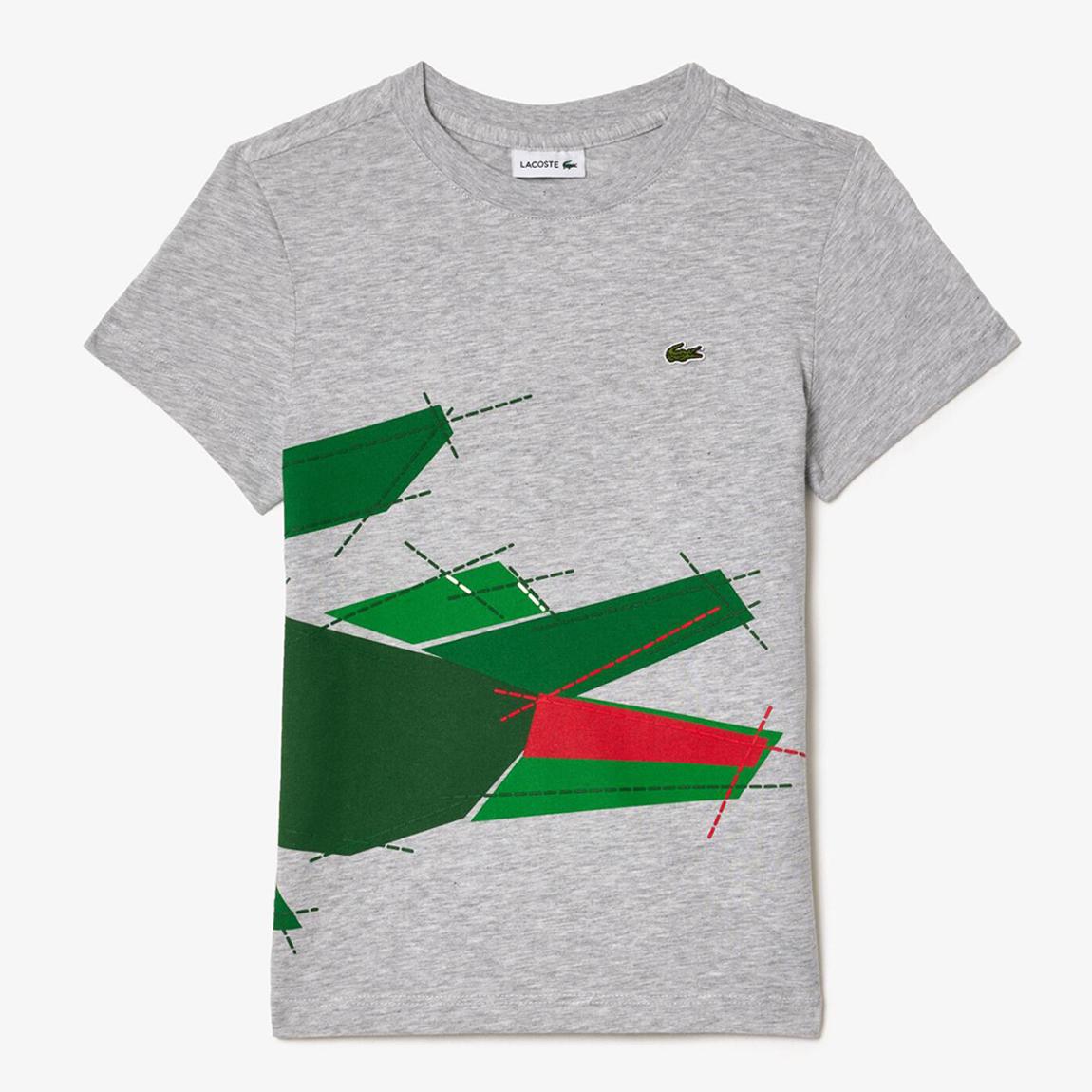 Kid's Grey Crocodile Graphic Cotton T-Shirt main product photo