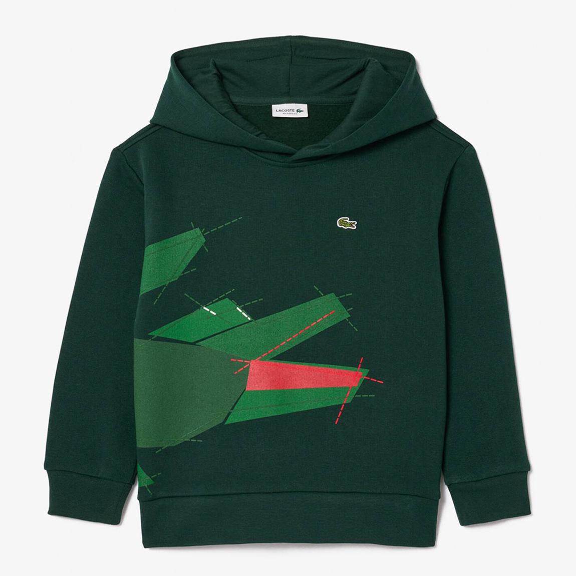 Teen Boy's Dark Green Crocodile Graphic Hoodie main product photo
