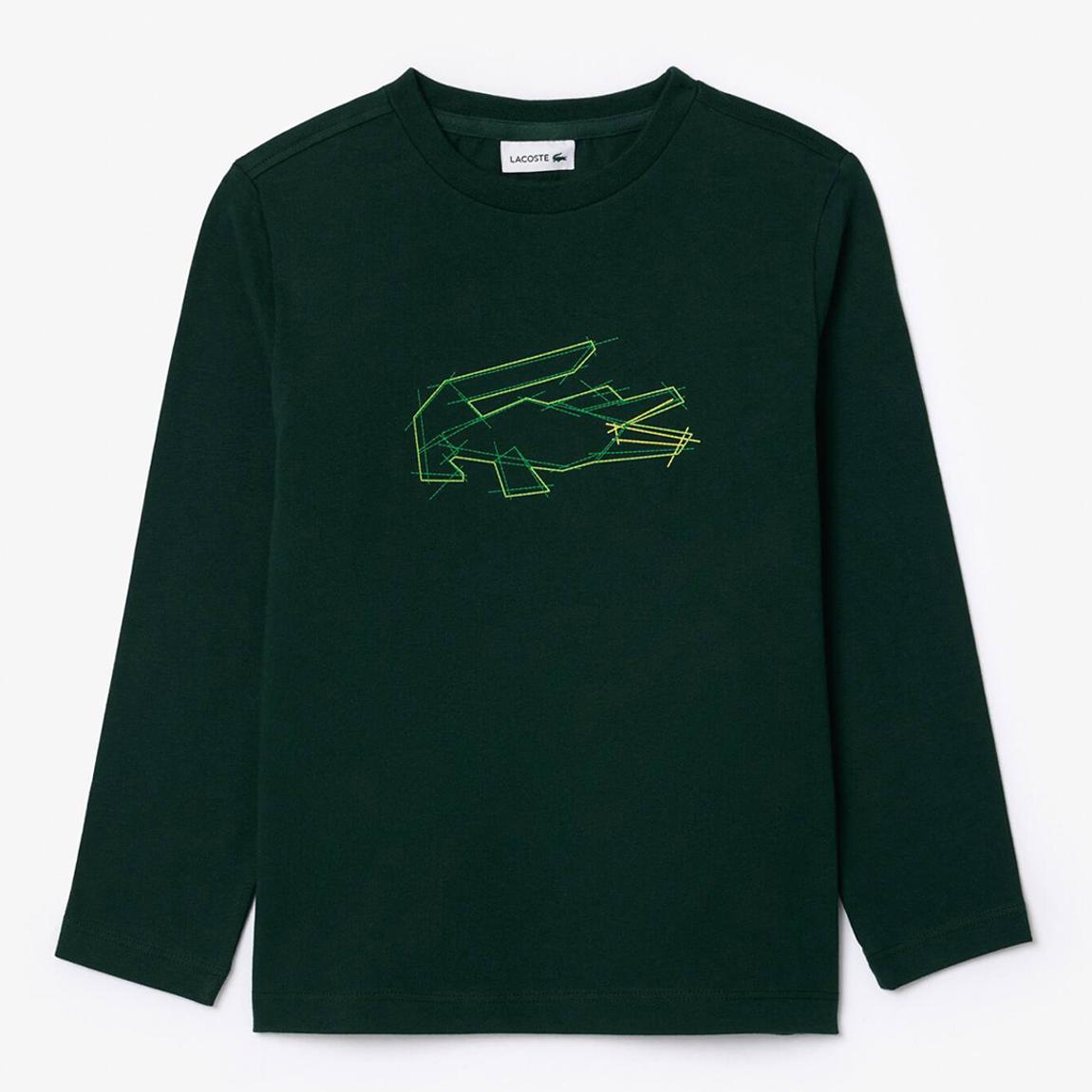 Kid Boy's Green Long Sleeve Crocodile Printed T-Shirt main product photo