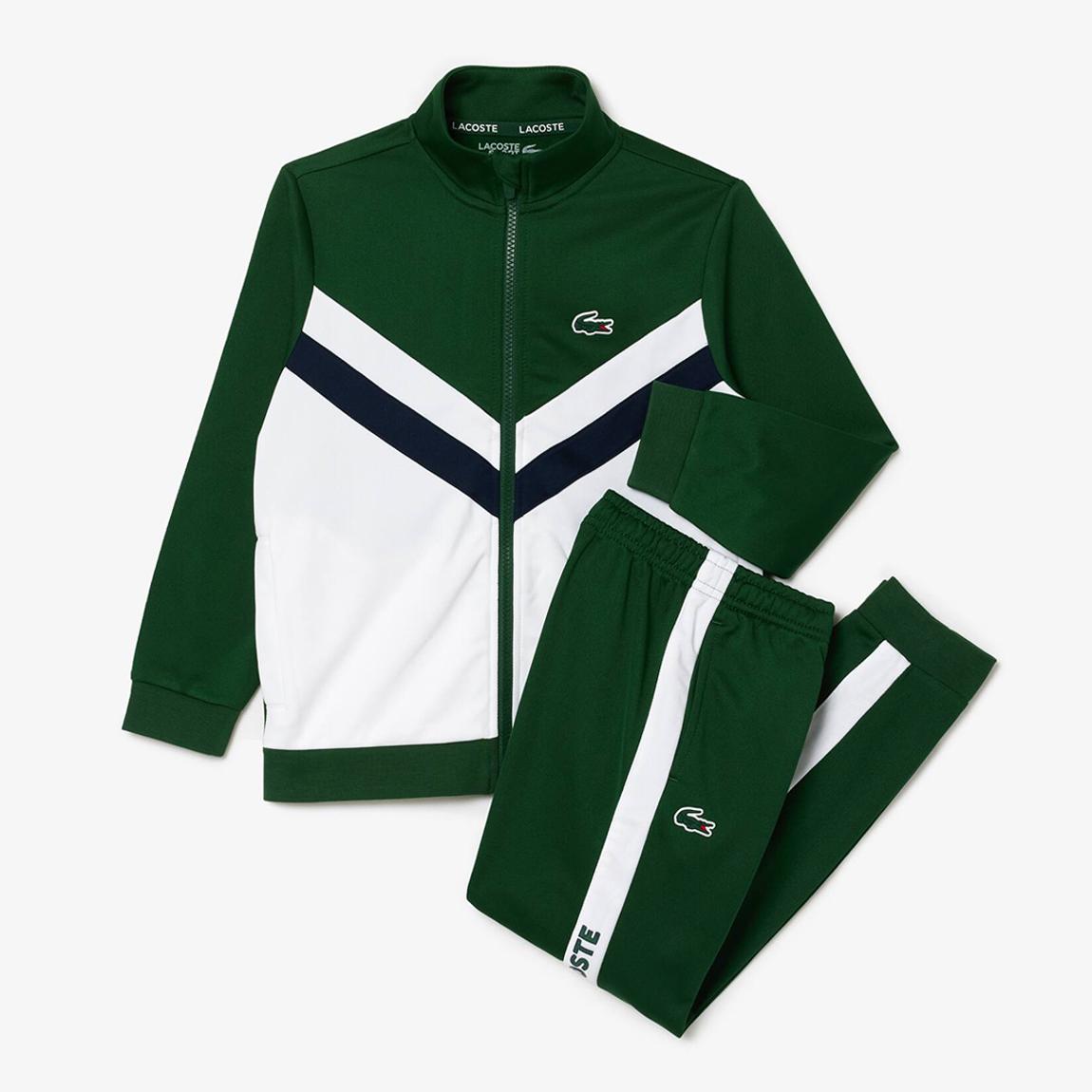Teen Green/ White Stripe Interlock Tracksuit Jacket and Trouser Set main product photo