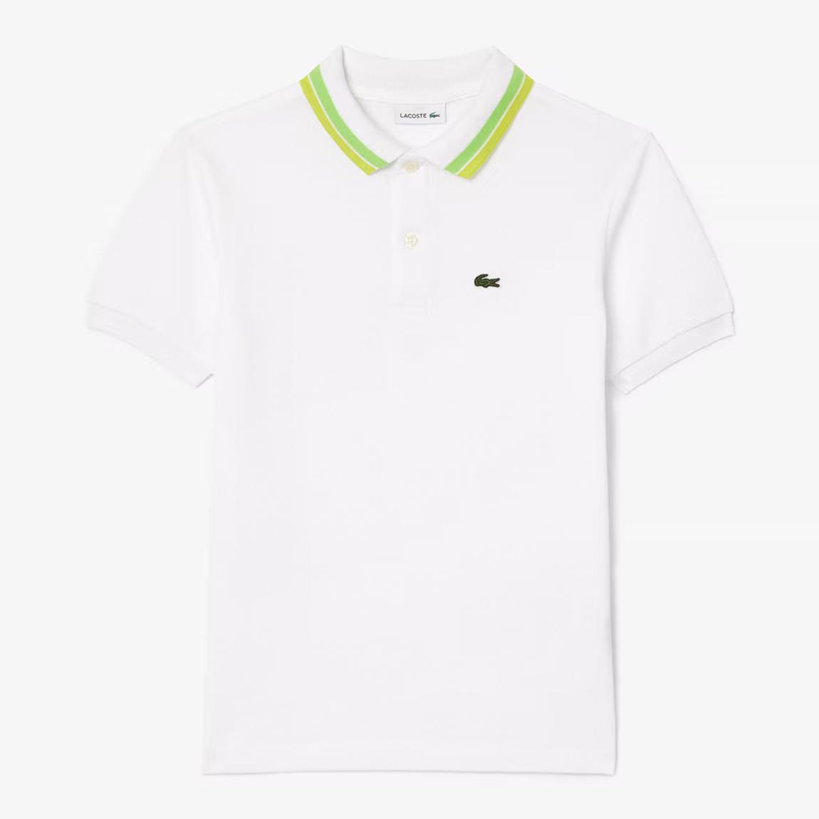 Teen Boy's White Contrast Collar Polo Shirt main product photo