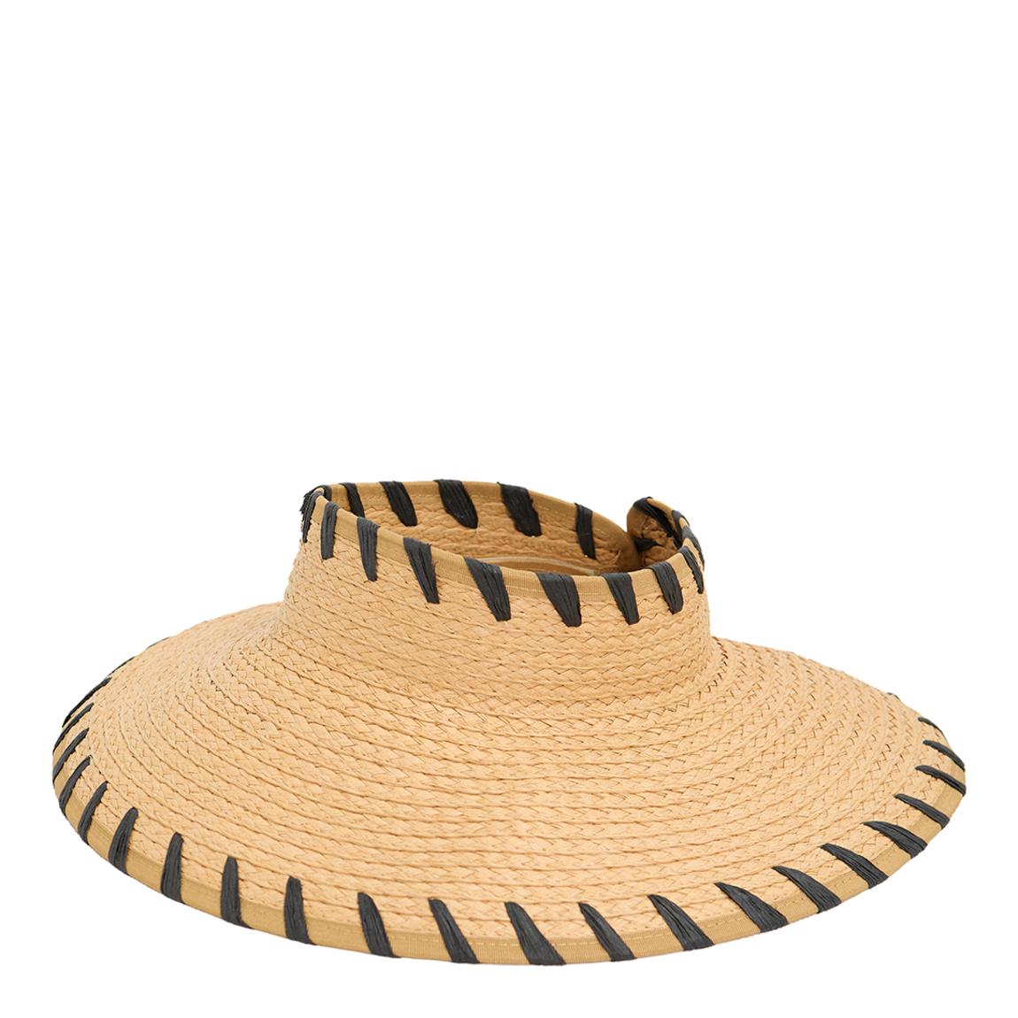 Natual / Black Roll Up Visor With Over Stitch Detail main product photo