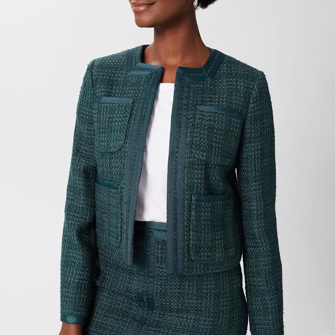 Green Estella Wool Blend Tweed Jacket main product photo