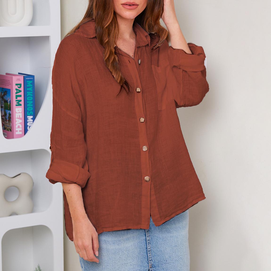 Rust Linen Shirt main product photo