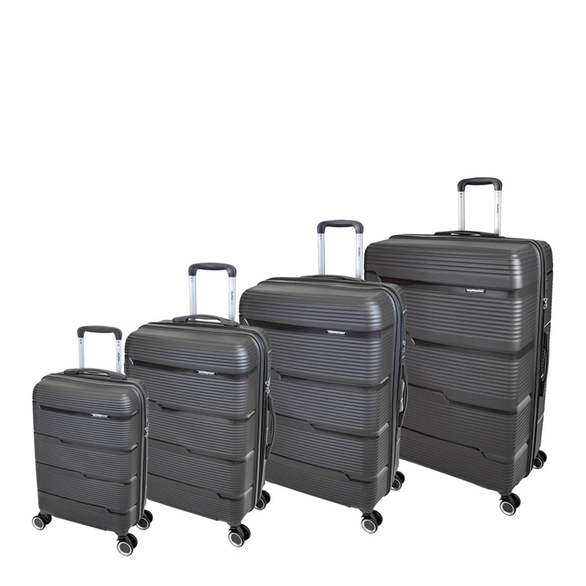 Skyflite Charcoal Plasma 55/66/77/85cm 4-Piece Suitcase Set