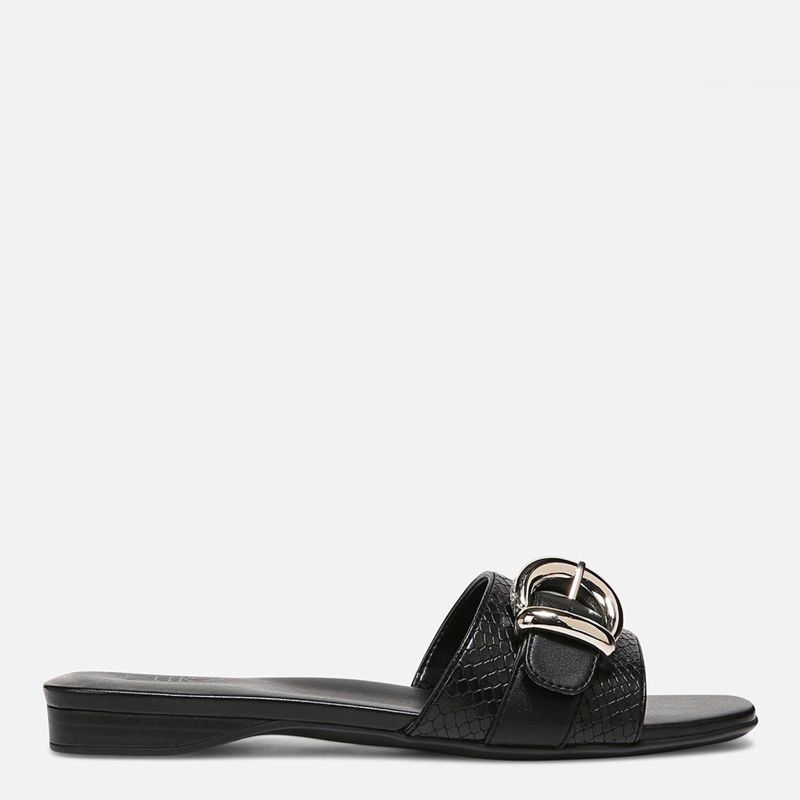Black Santiago Flat Sandals main product photo