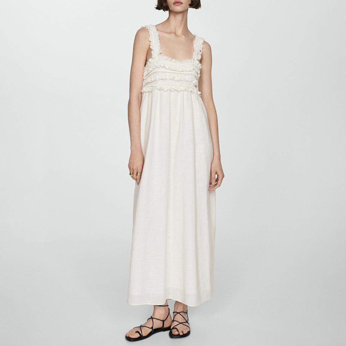 Mango Ivory Fringe Cutout Maxi Dress - BrandAlley