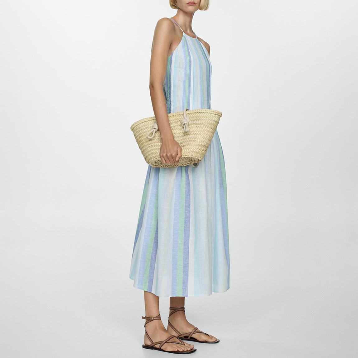 Blue Striped Linen Midaxi Dress main product photo