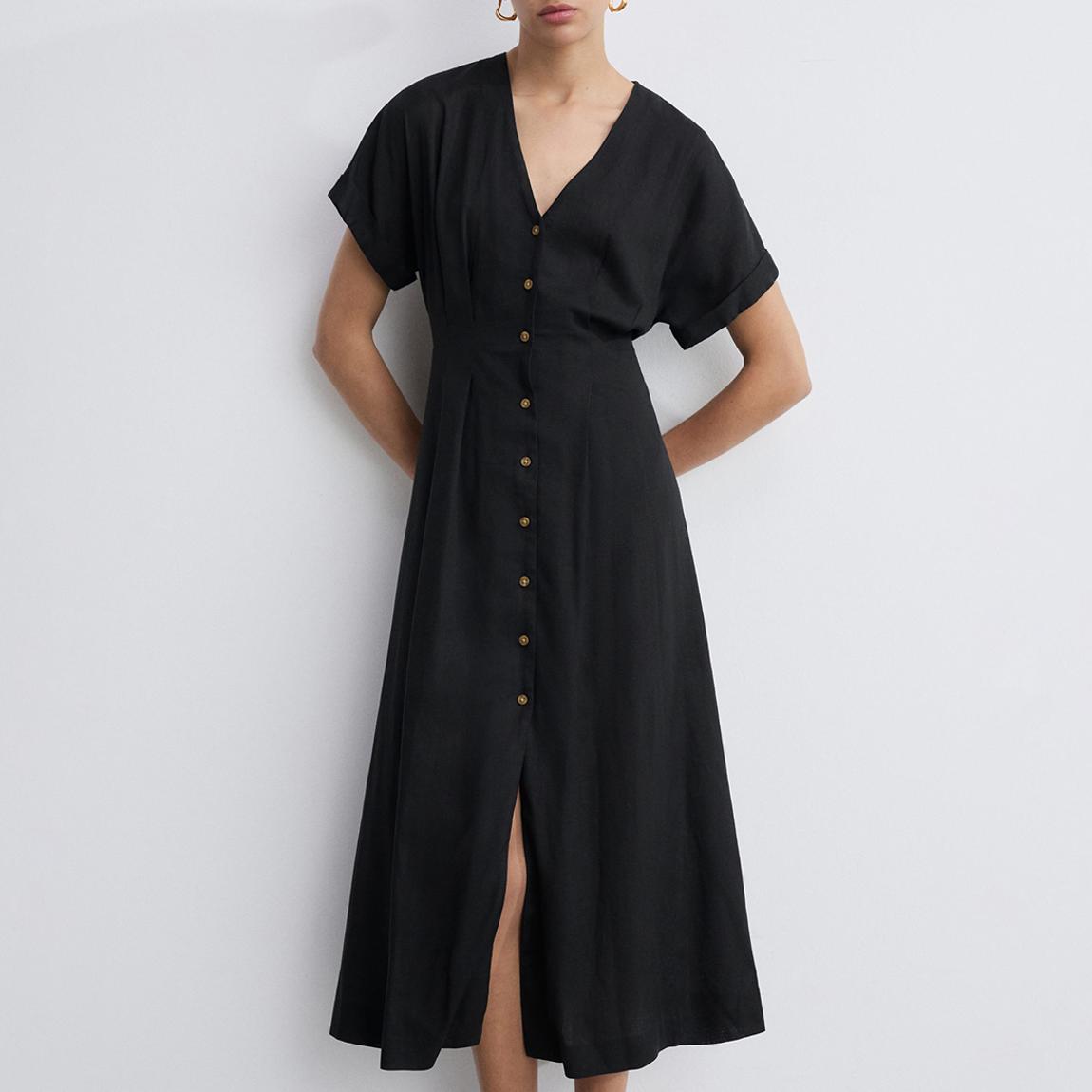 Black Button Through Maxi Dress main product photo