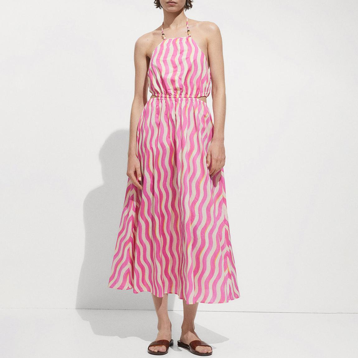 Pink Printed Cutout Midaxi Dress main product photo