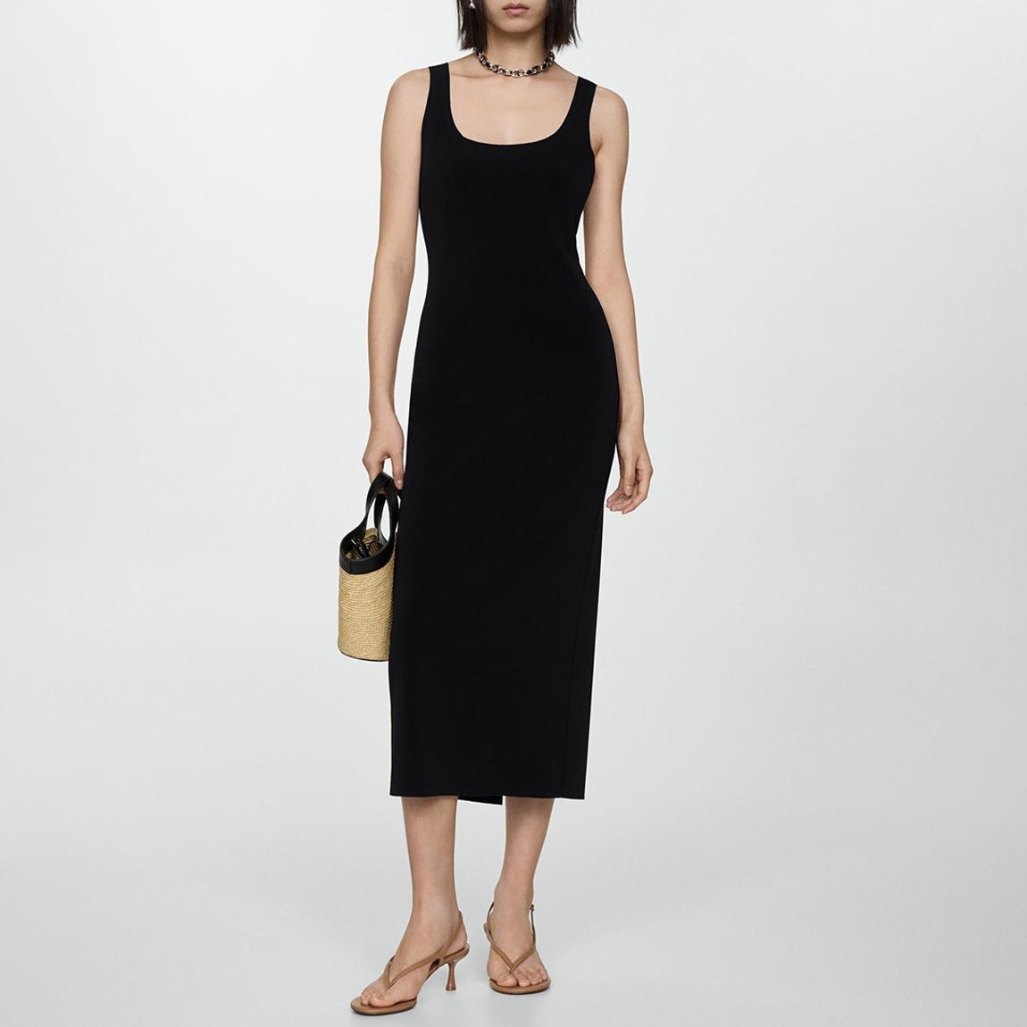 Black Fitted Sleeveless Midi Dress main product photo