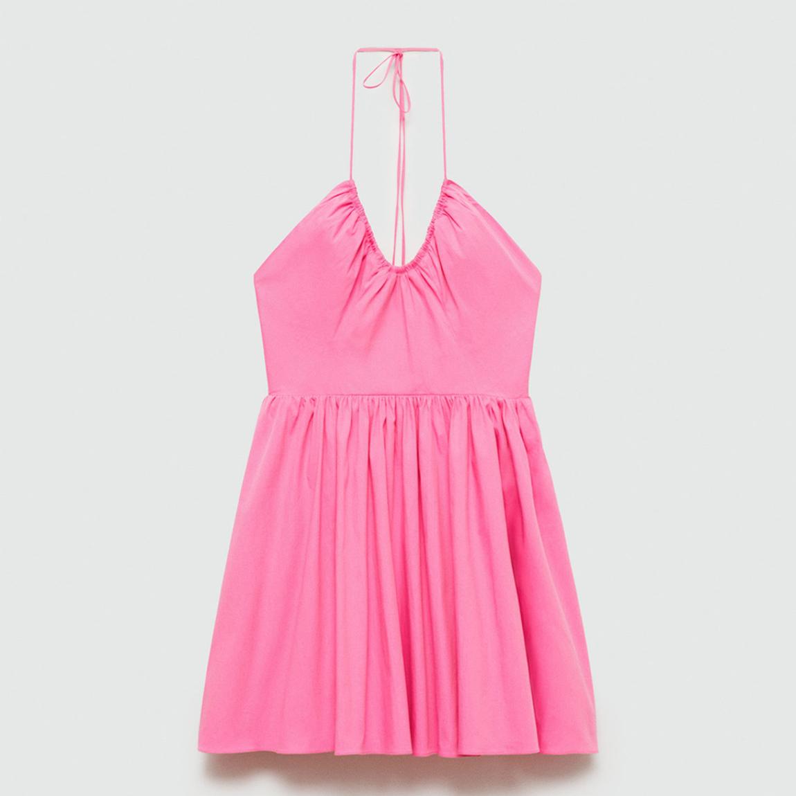 mango pink halter dress Halter-neck draped dress - Women