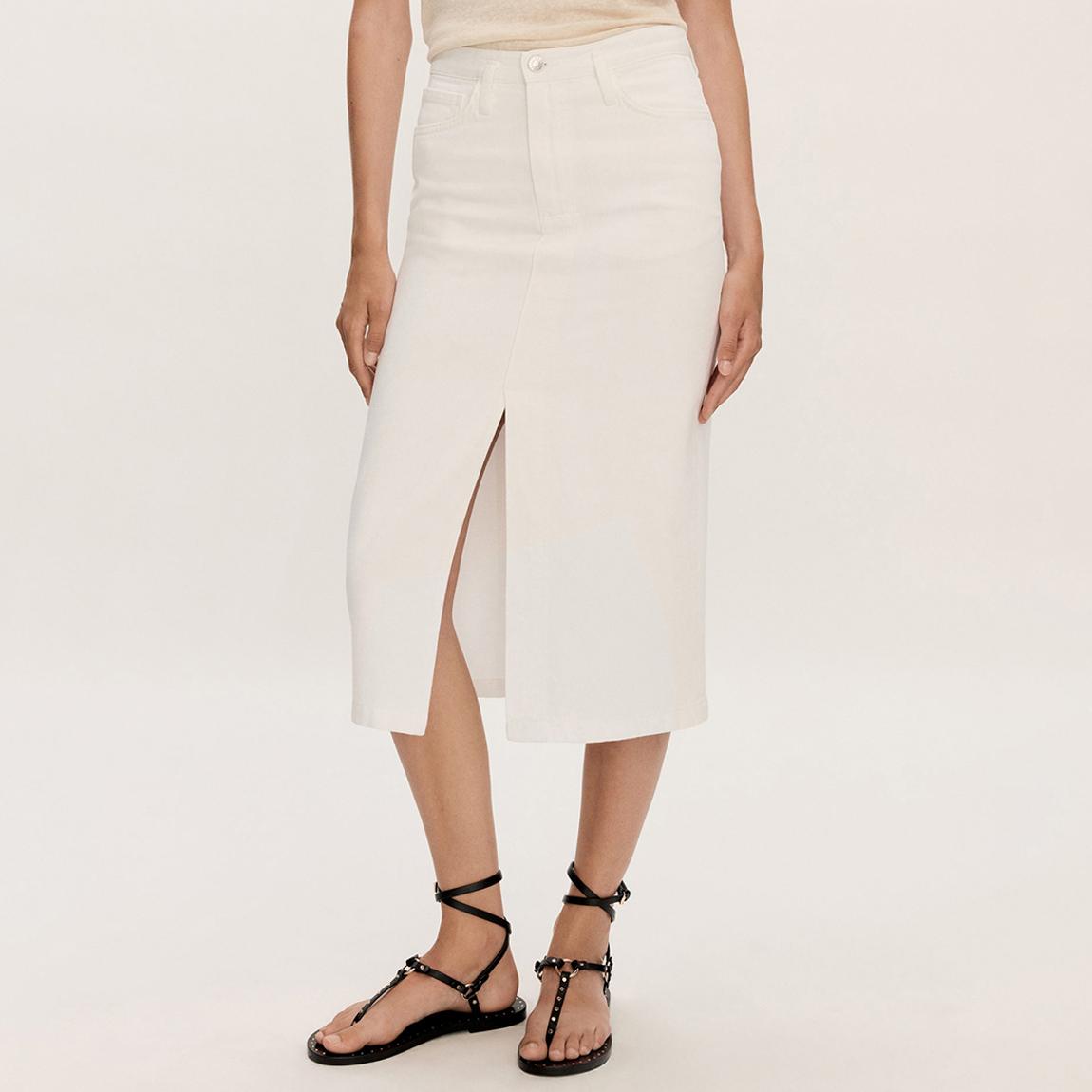 White Split Denim Midi Skirt main product photo