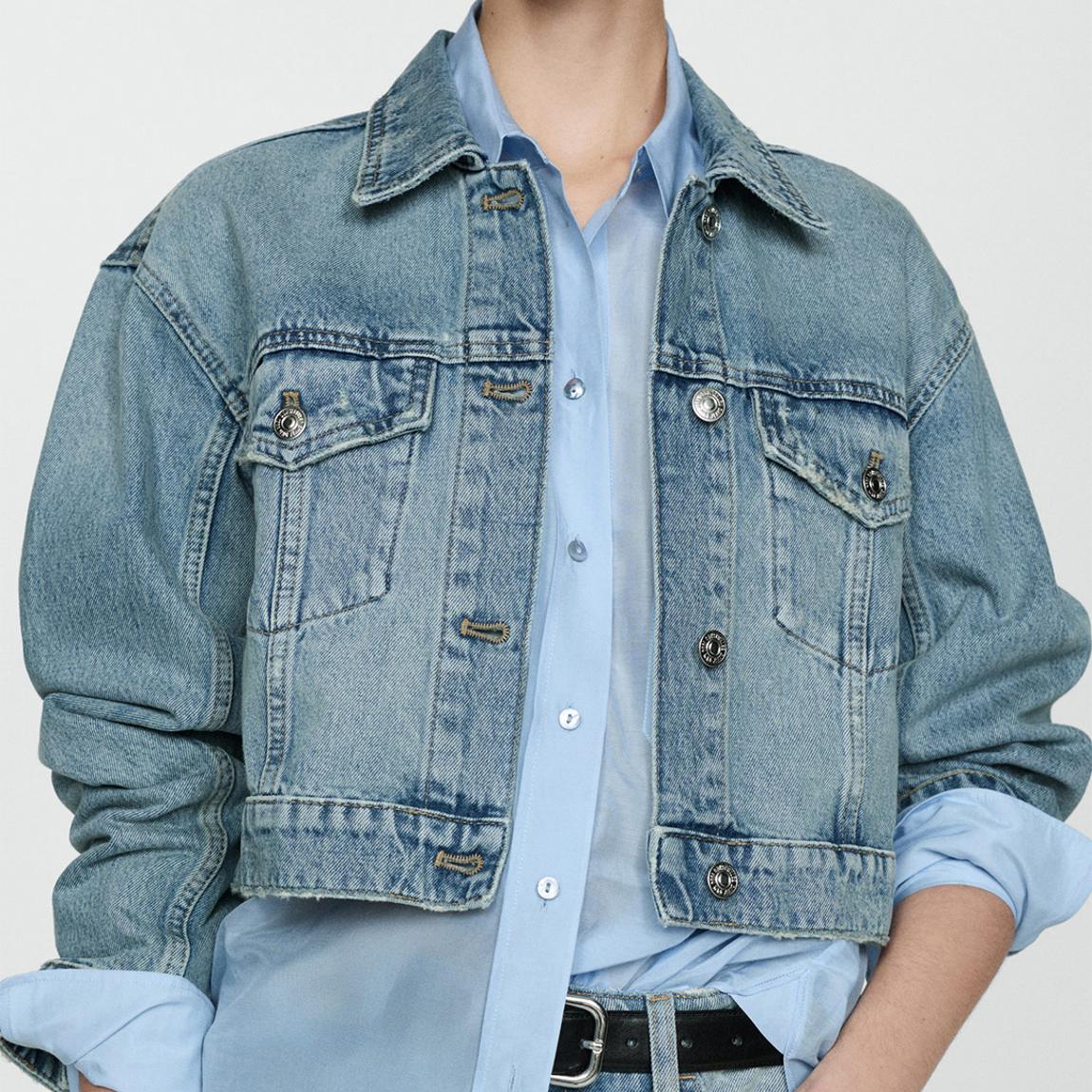 Mid Blue Cropped Denim Jacket main product photo