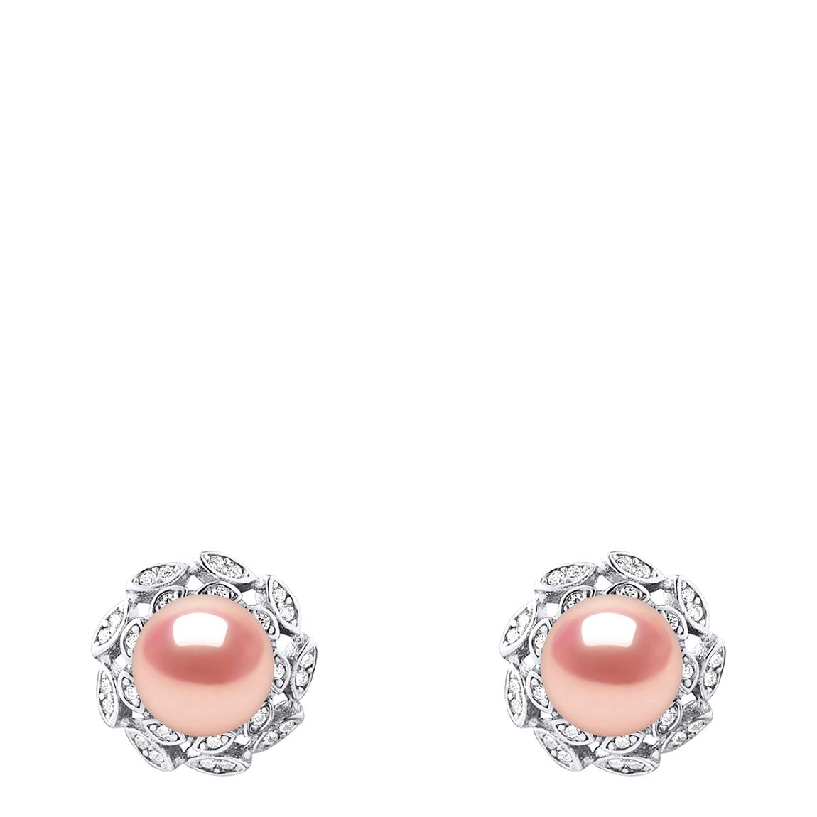 Silver Real Cultured FReshwater Natural Pink Pearl Earrings main product photo