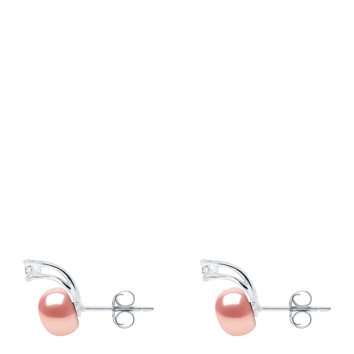 Silver Real Cultured Freshwater Natural Pink Pearl Earrings main product photo
