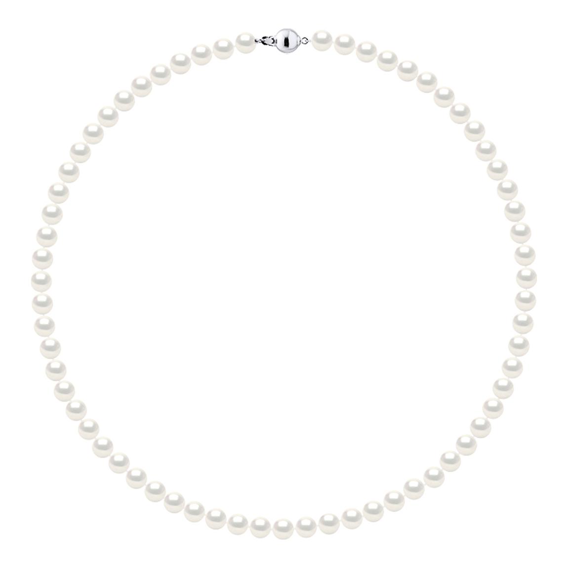 Silver Rows of Pearls Natural White Real Cultured Freshwater Long Necklace main product photo