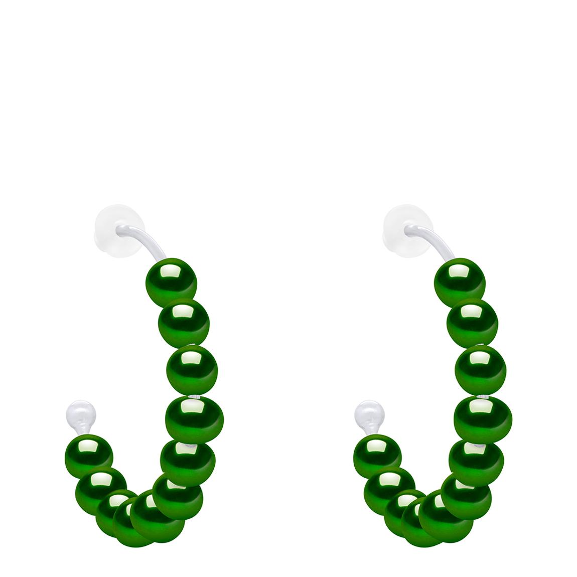 Silver/Malachite Green Half Creole Real Cultured Freshwater Pearl Earrings main product photo