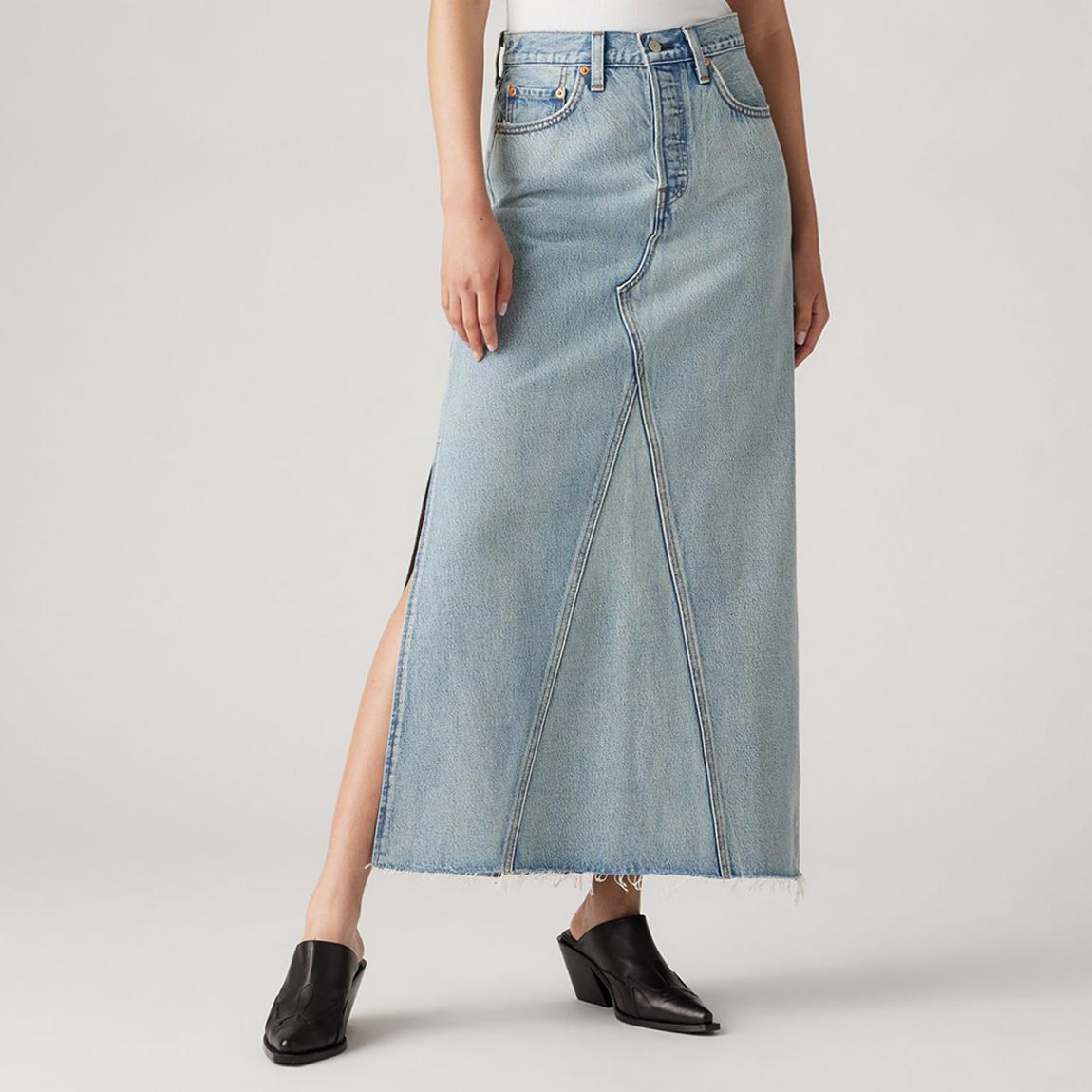 Light Blue Iconic Midi Skirt With Slit main product photo