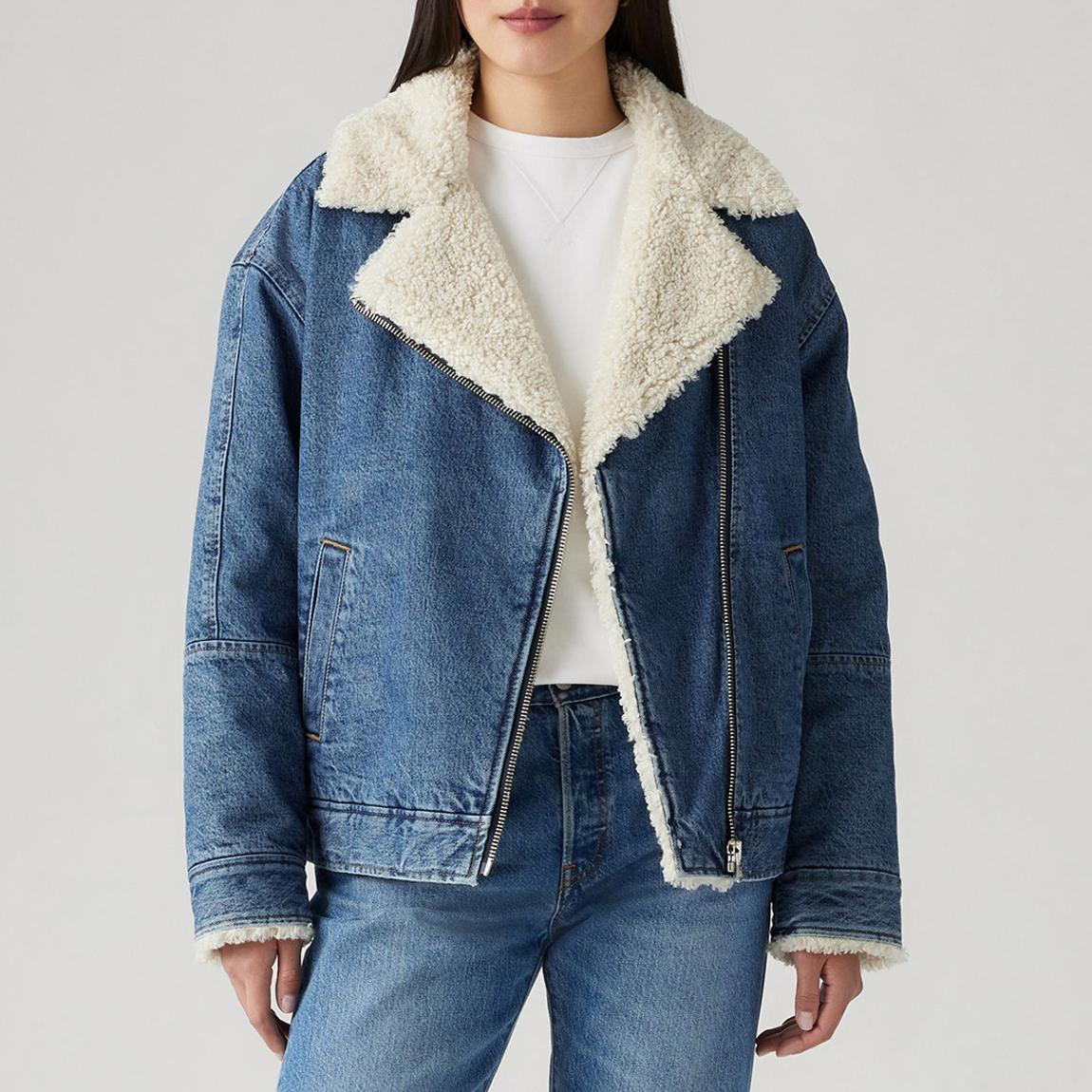 Mid Blue Sherpa Flight Jacket main product photo