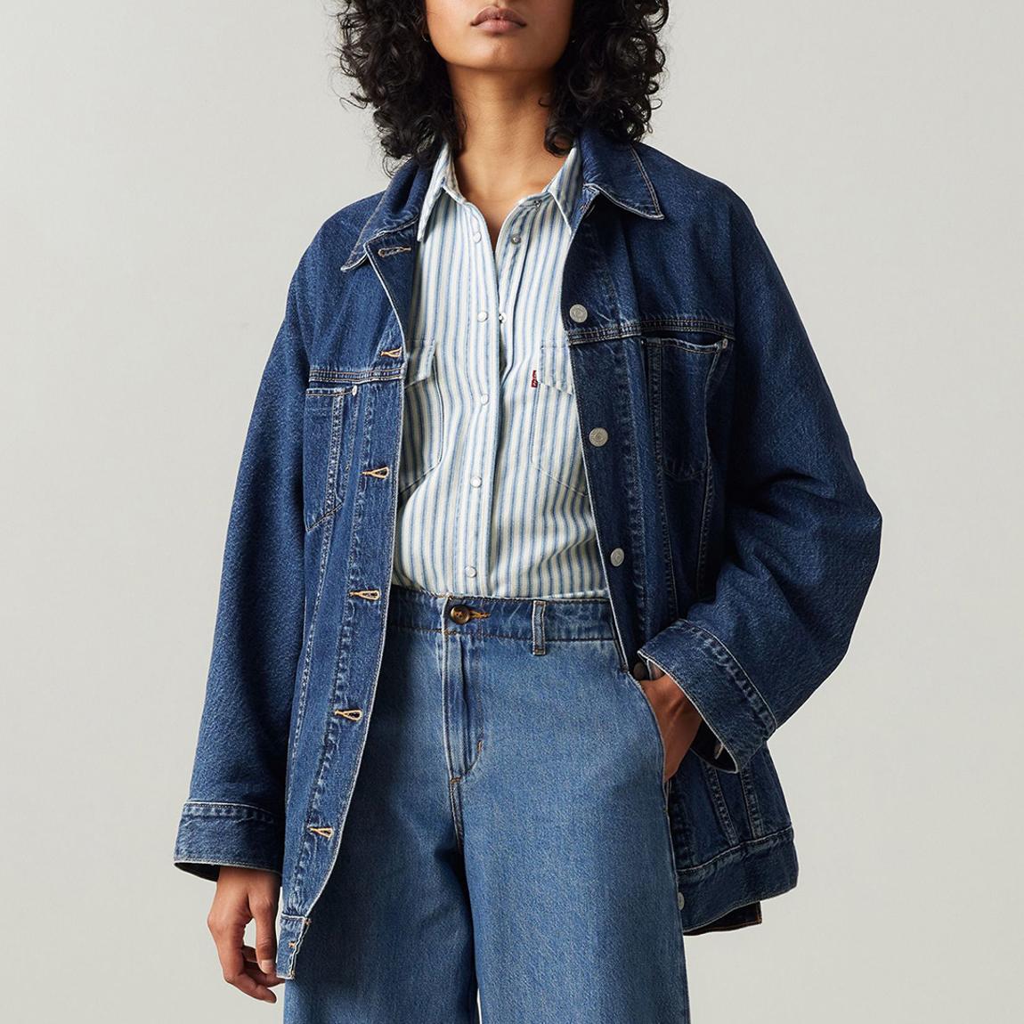 Mid Blue Belted Dolman Trucker Jacket main product photo