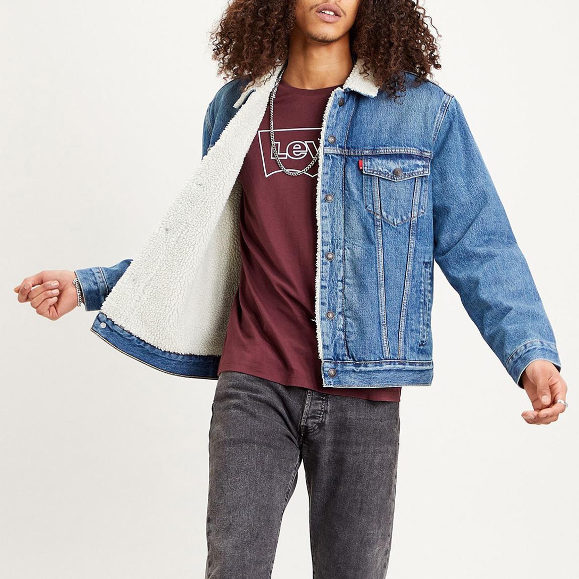 Mid Wash Sherpa Trucker Jacket main product photo