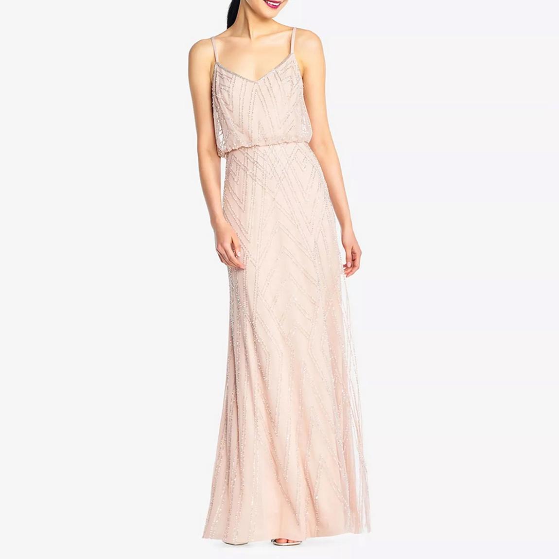 Pale Pink Beaded Blouson Maxi Dress main product photo