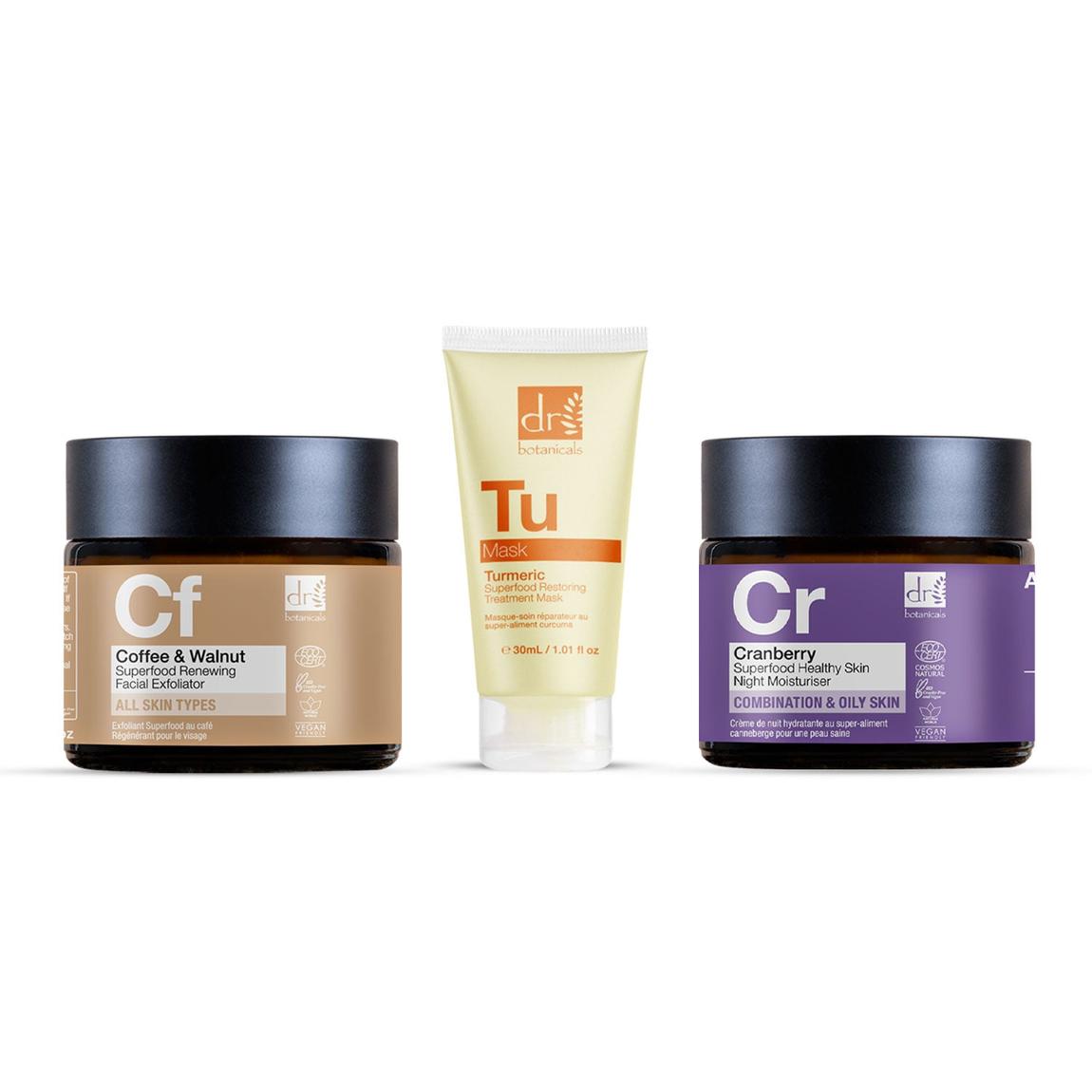 Dr Botanicals Anti-Ageing Coffee Exfoliator + Cranberry Night Cream 60ml + Turmeric Mask 30ml main product photo