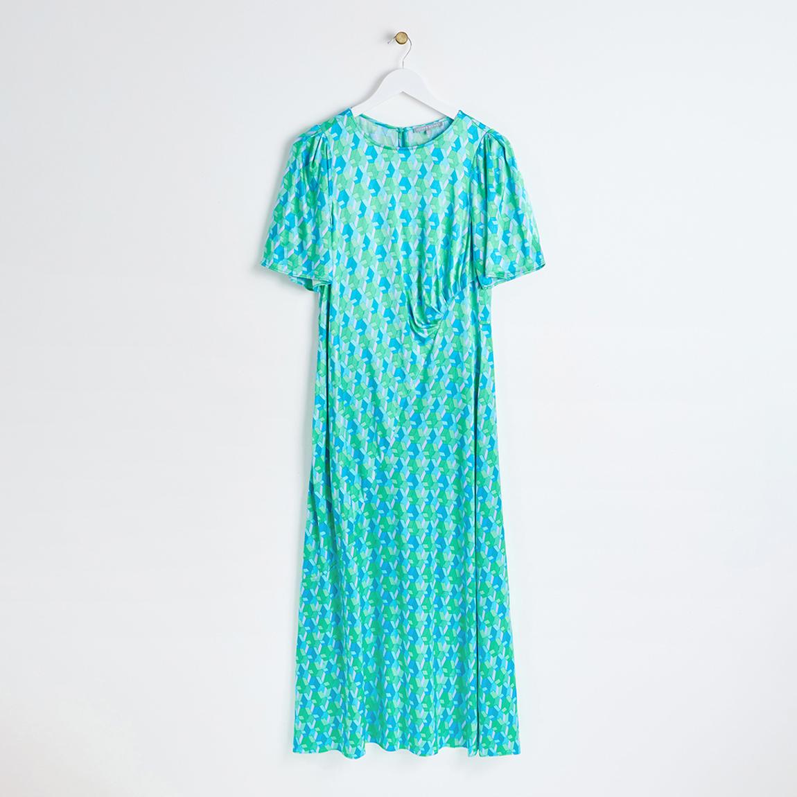 Blue Fantisize Geo Satin Midi Dress main product photo