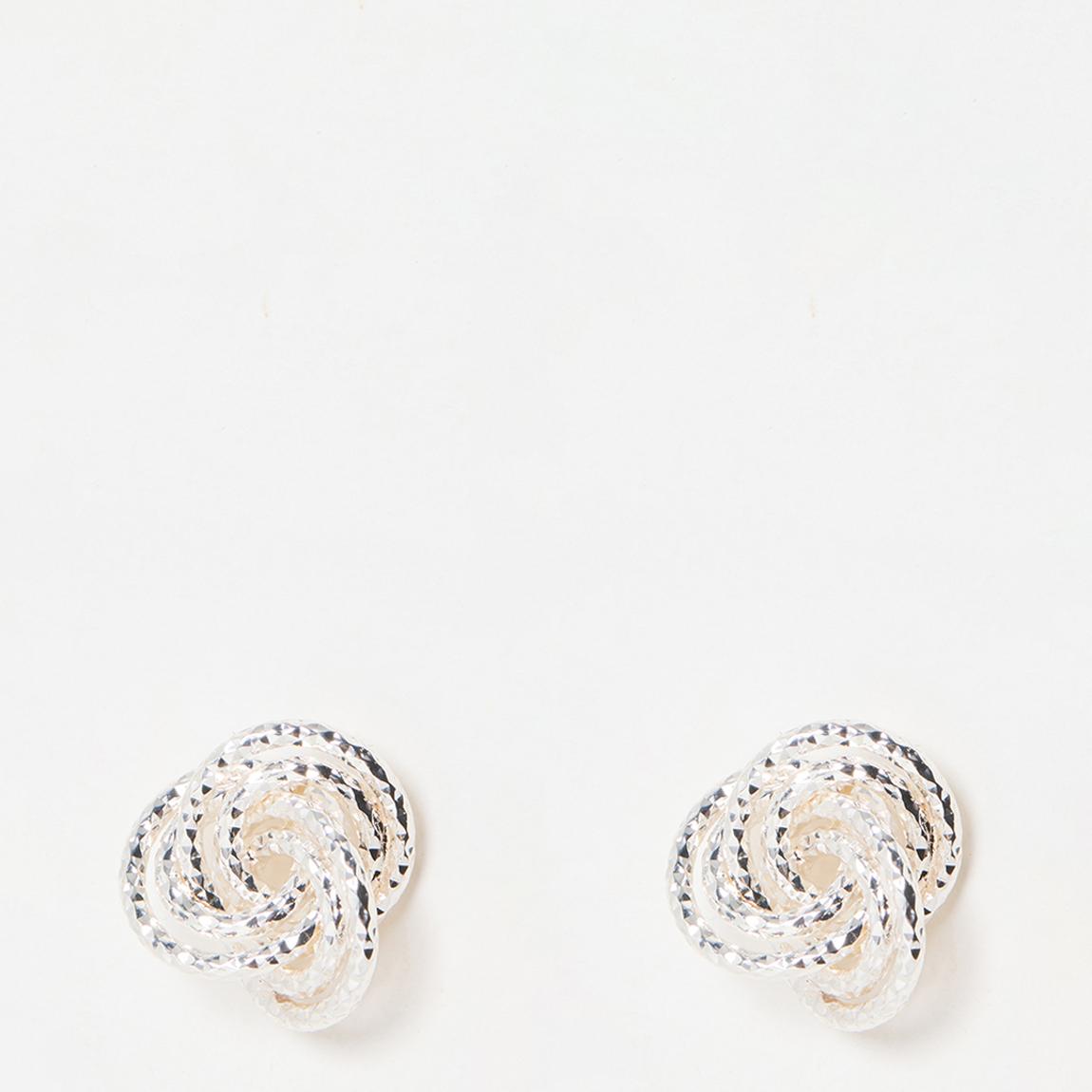 Silver Bianca Textured Metal Twisted Stud Earrings main product photo