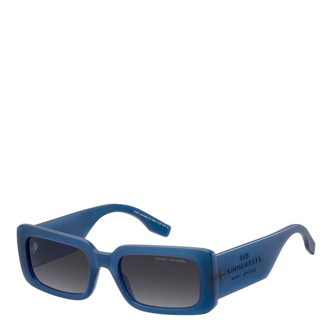 Women's Matte Blue Rectangular Sunglasses 53mm main product photo