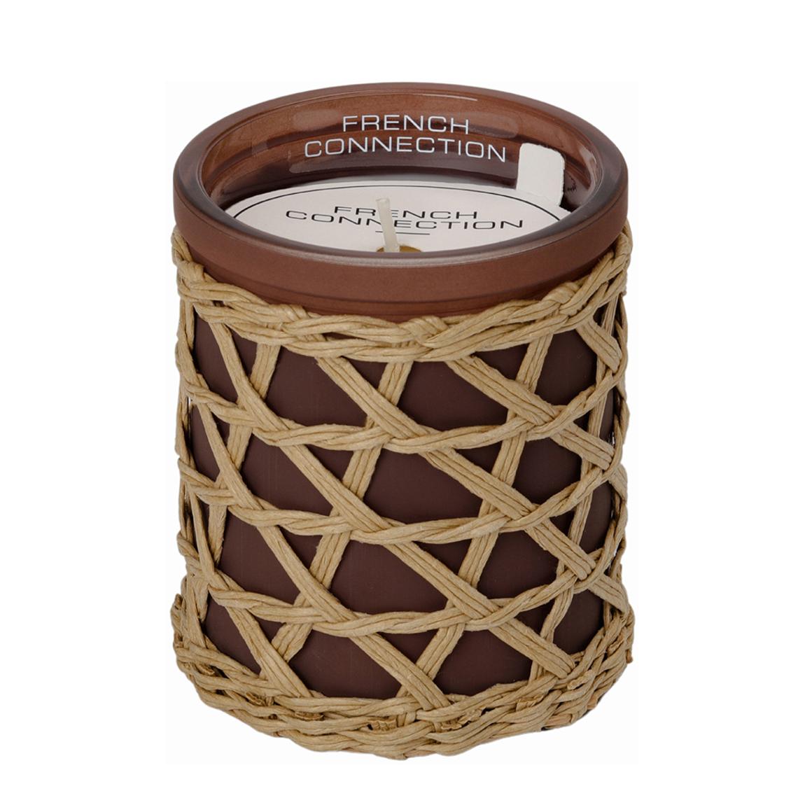 French Connection Woven Detail Brown Black Cherry & Cedarwood Candle 200G main product photo