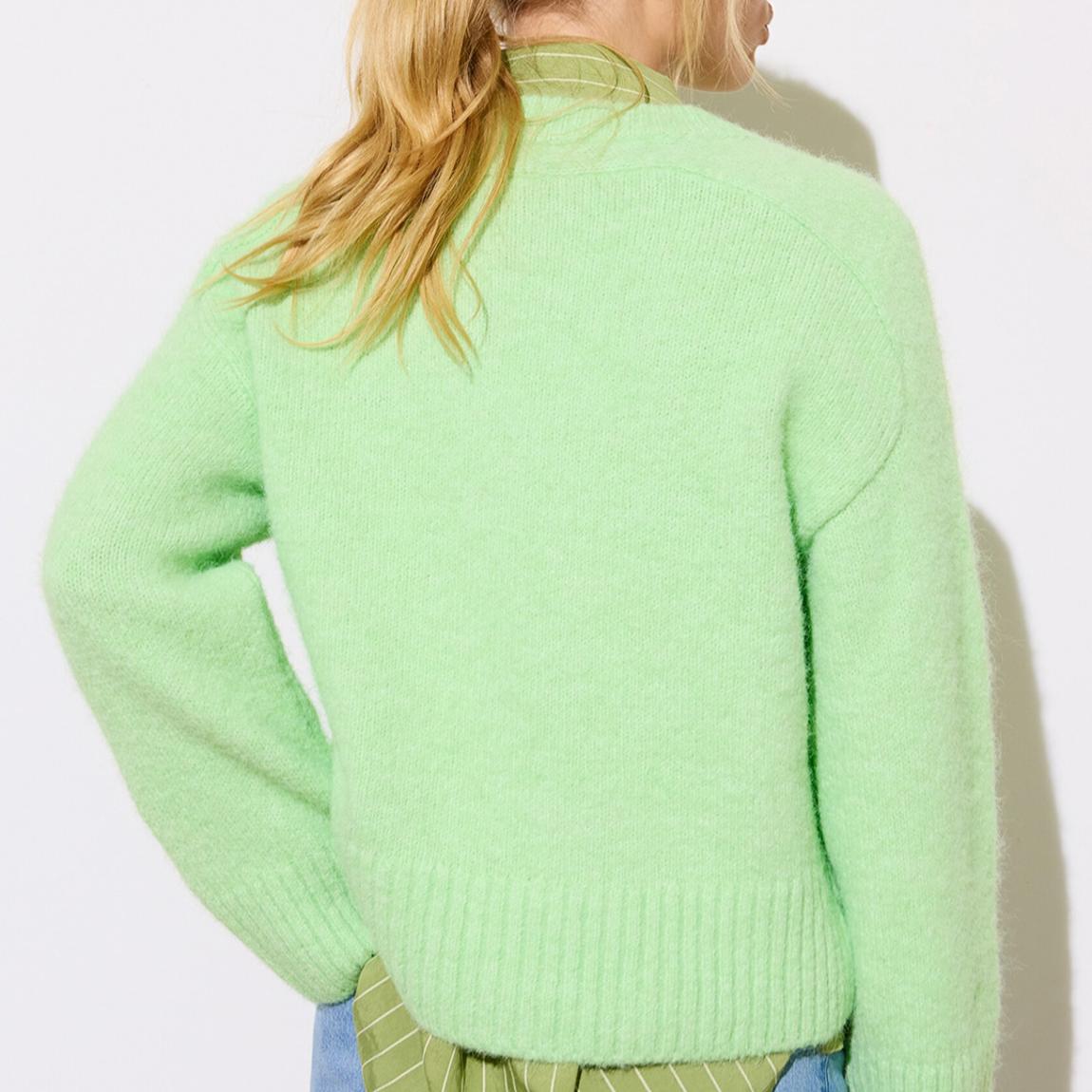 Oliver Bonas Mint Green Fluffy V-Neck Jumper BrandAlley
