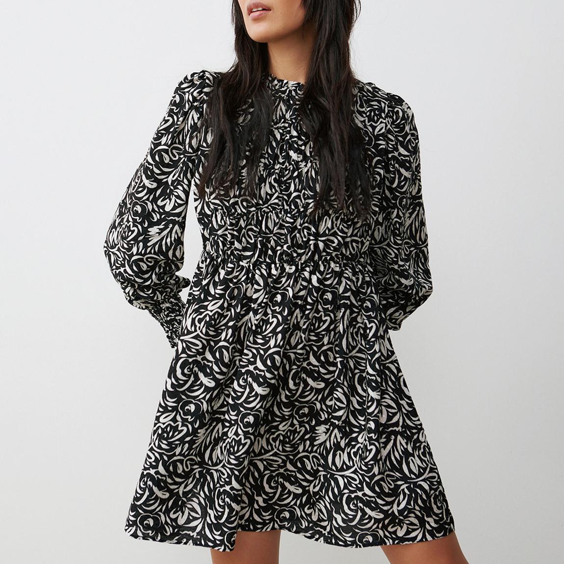 Black Swirl Print Mini Dress main product photo