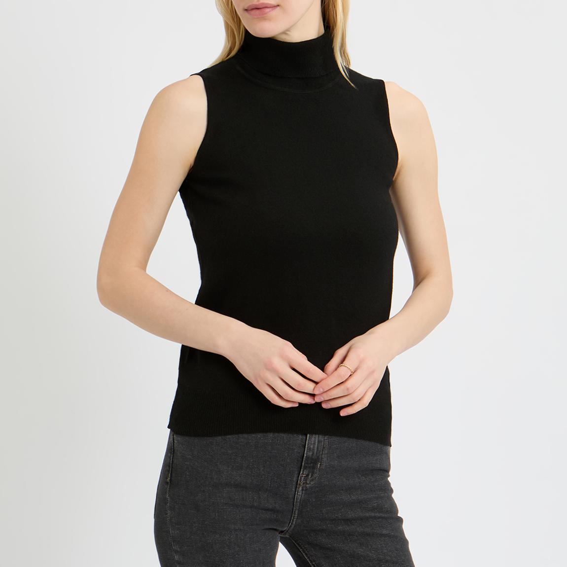 Black Evelina Sleeveless Roll Neck Top main product photo