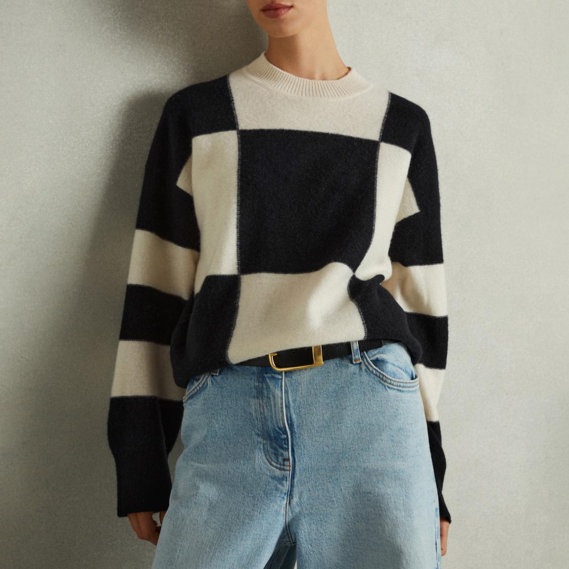 Black/White Becki Wool Cashmere Jumper main product photo