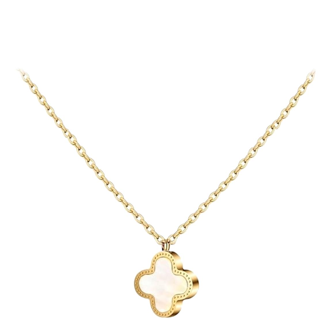 18K Gold White Mother Of Pearl Motif Necklace main product photo