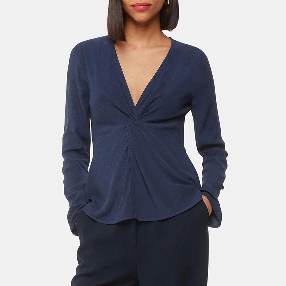 Blue Twist Front Textured Top main product photo