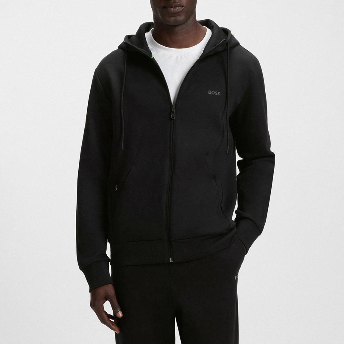 Black Saggy Cotton Blend Zip Hoodie main product photo