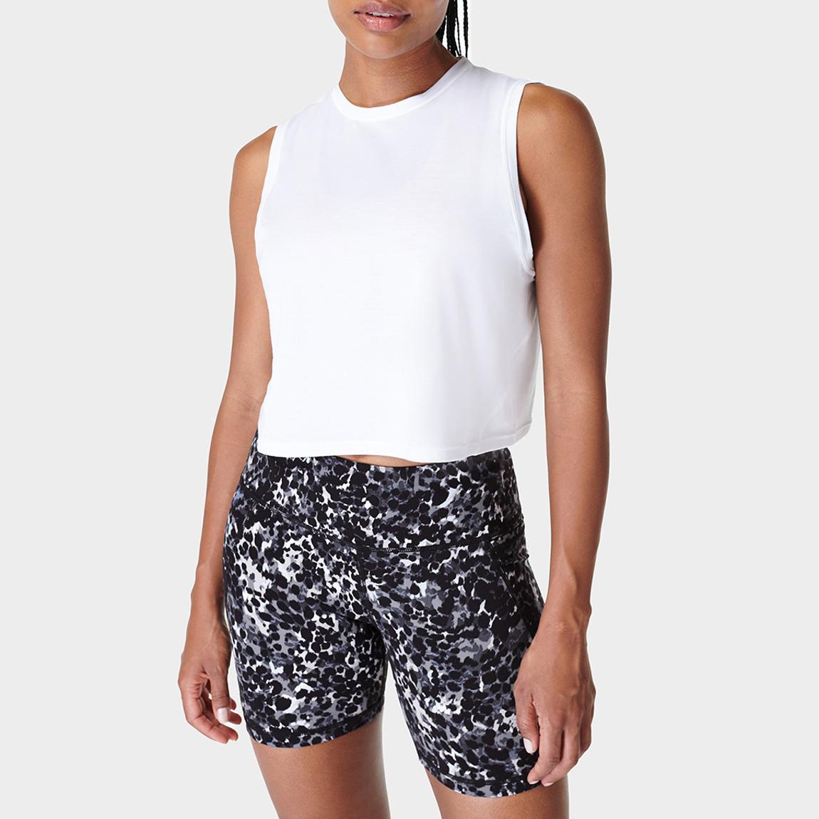 Breathe Easy Crop Muscle Tank - White main product photo