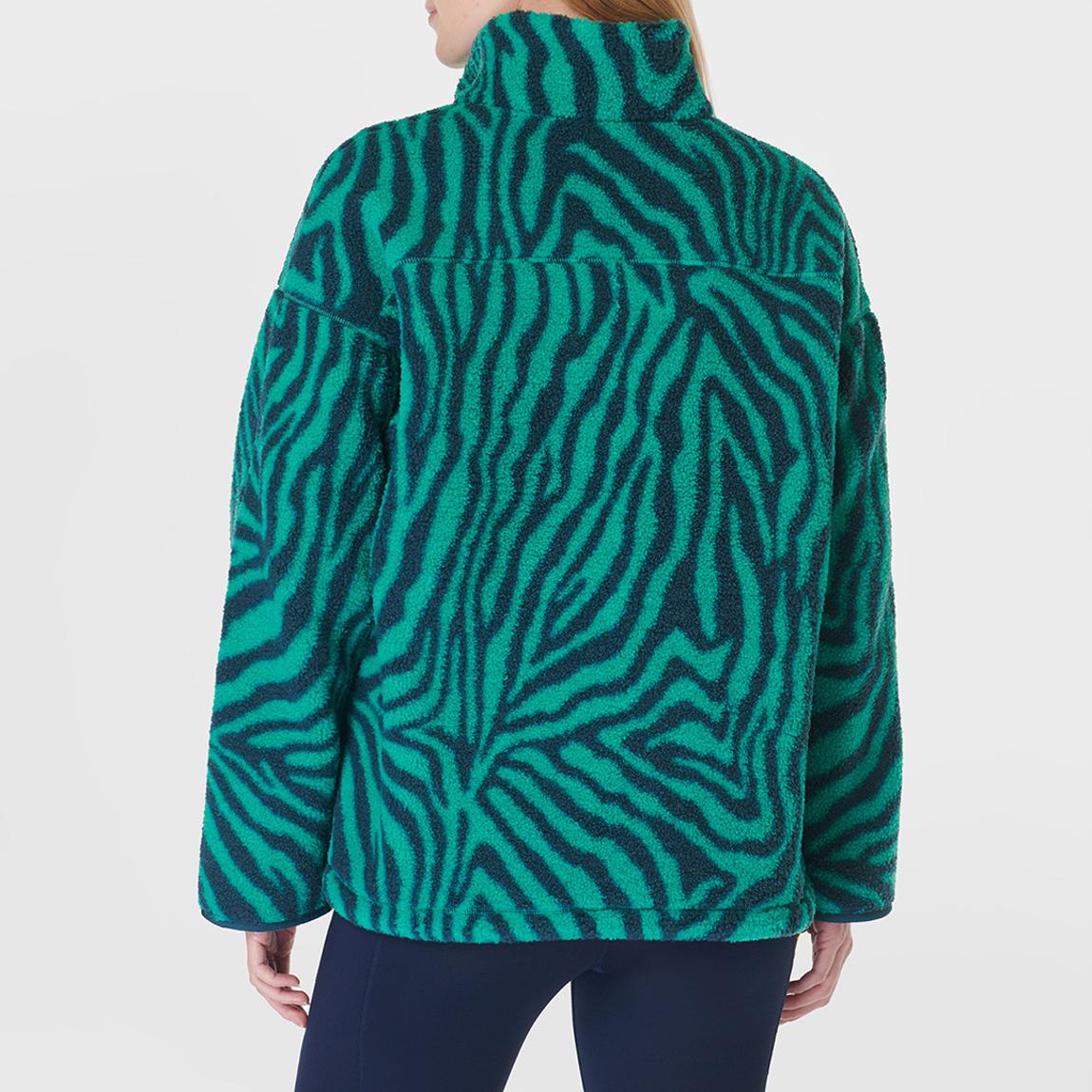 Sweaty Betty Karma Fleece Half Zip - Green Abstract Zebra Print