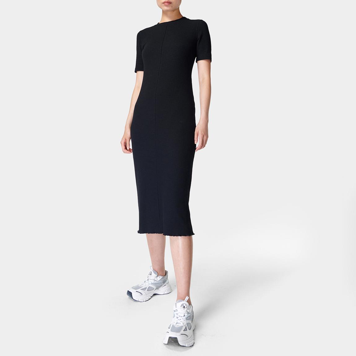 Ribbed Midi Dress - Black main product photo