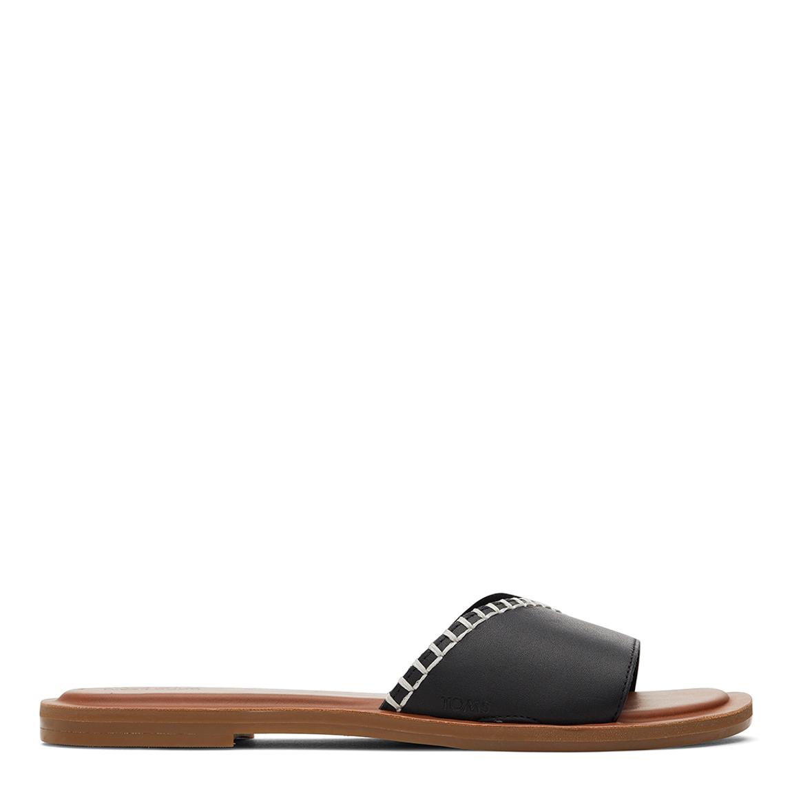 Women's Black Leather Shea Flat Sandal main product photo