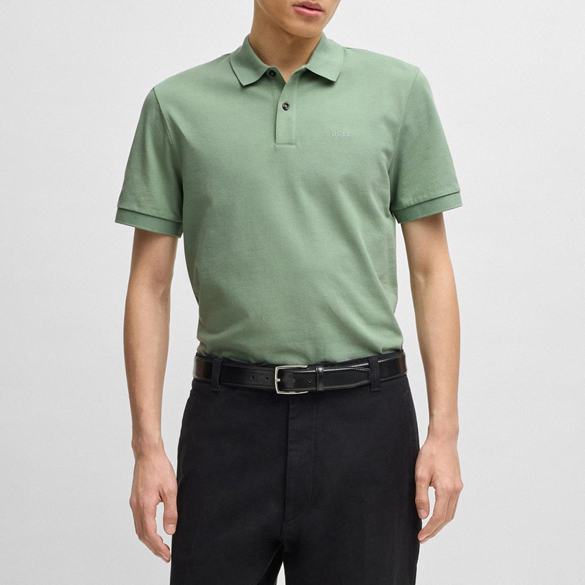 Sage Green Pique Cotton Polo Shirt main product photo