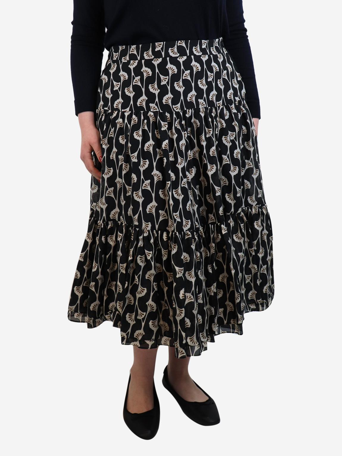 Black Ginko leaf midi skirt main product photo