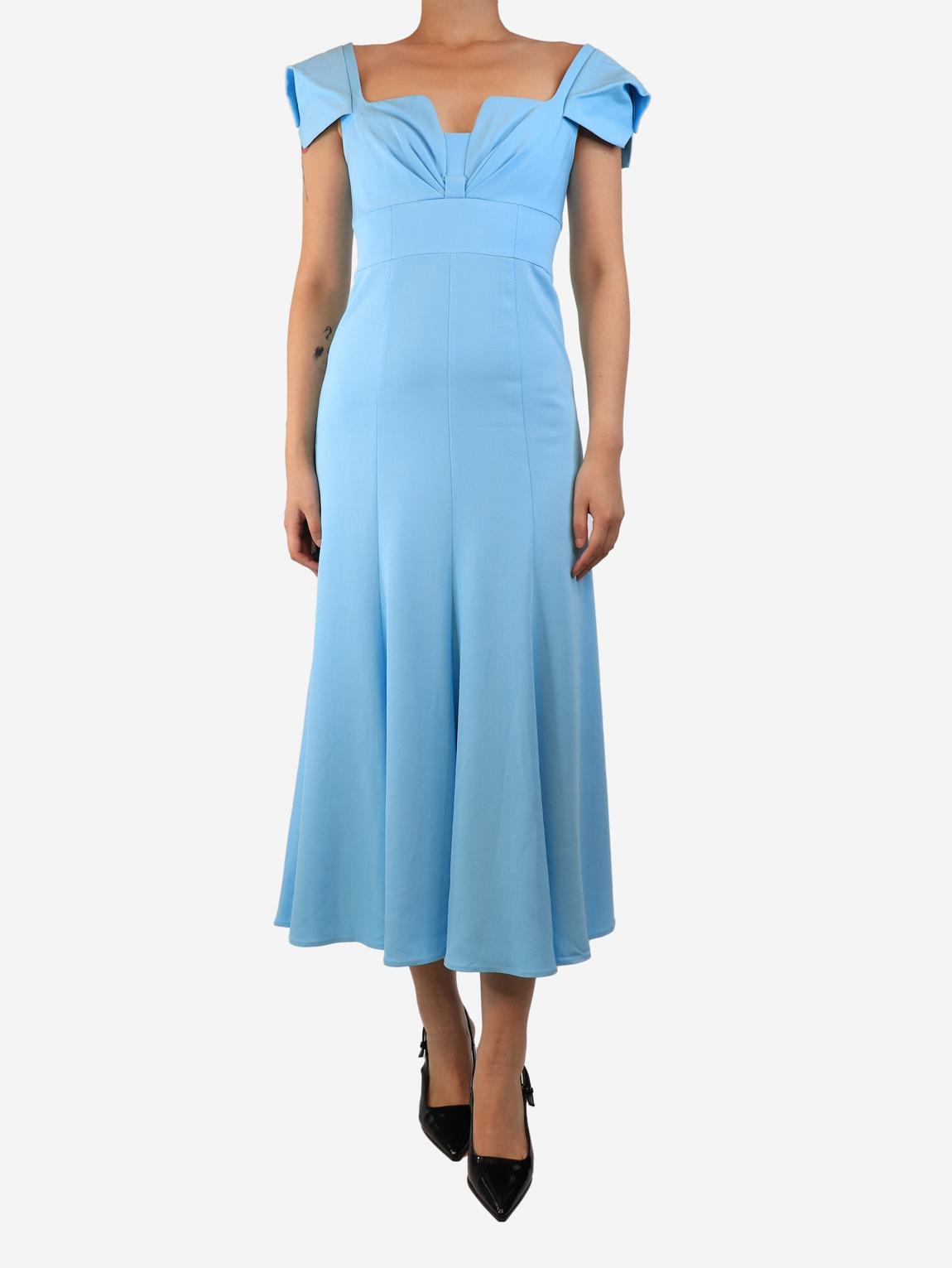 Blue cap-sleeved midi dress main product photo