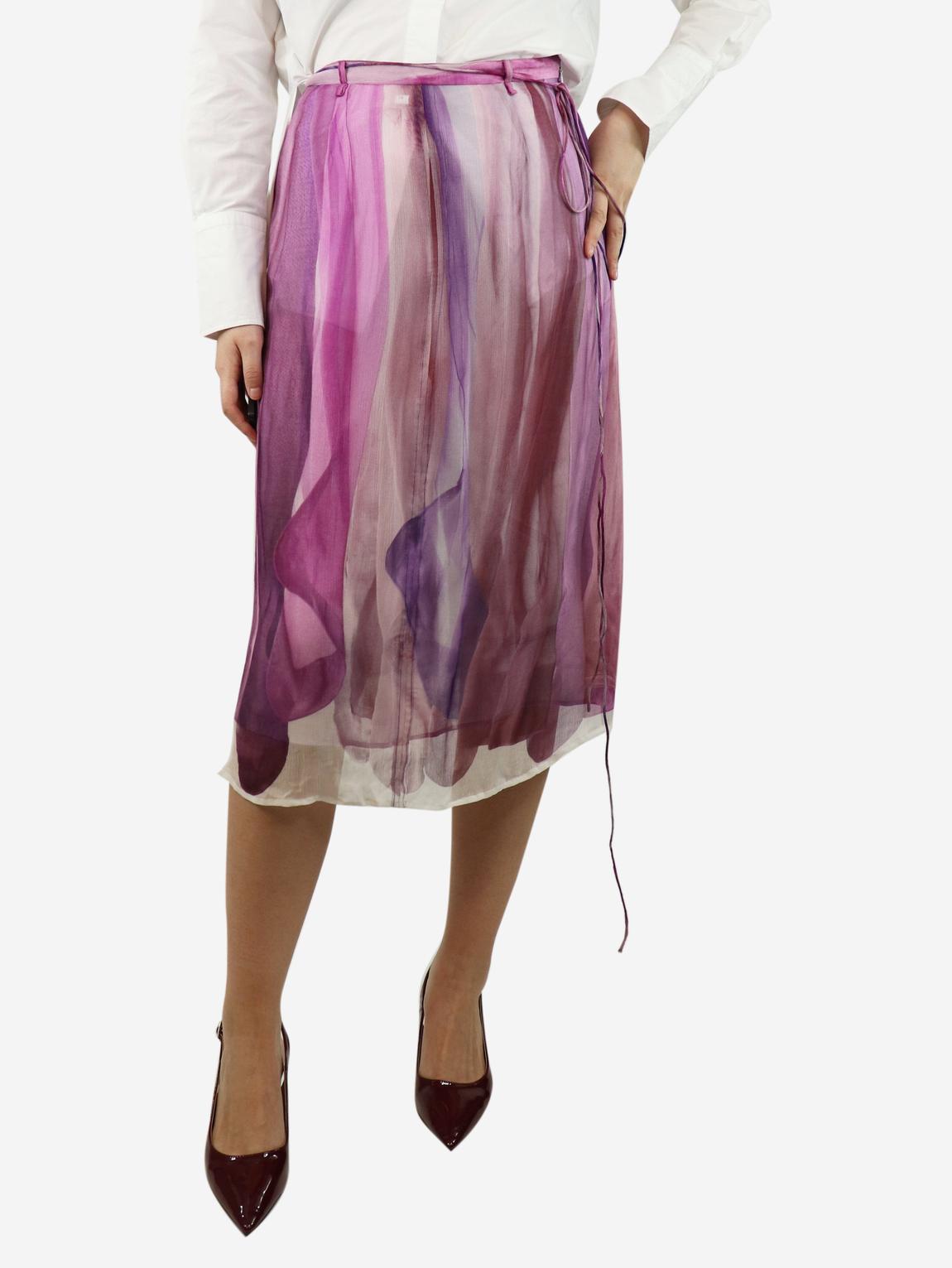Purple printed midi skirt main product photo